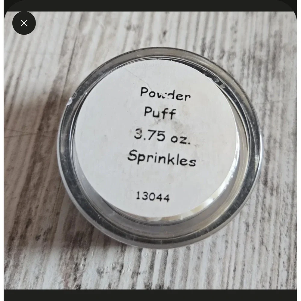 Pink Zebra Powder Puff Sprinkles Partial Jar 1 1/8 oz with Container Wax Melts